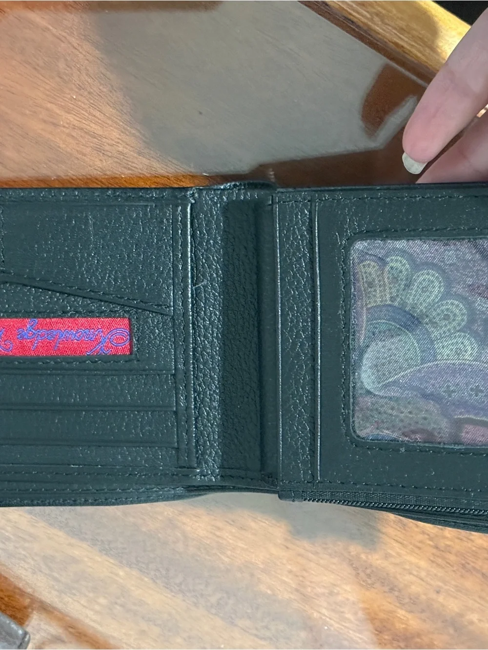 Leather Robert Graham Bi-Fold Wallet in Black with Contrast Stitching